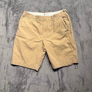J.Crew Men's Khaki Tan Chino Shorts 100% Cotton Size 34 ~10" Inseam Classic